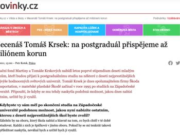 Mecenáš Tomáš Krsek: na postgraduál přispějeme až miliónem korun